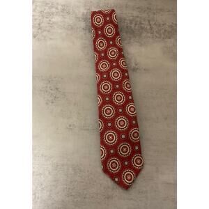 Brooks Brothers Men’s 100% Wool Necktie USA Designer Geometric Red 62”